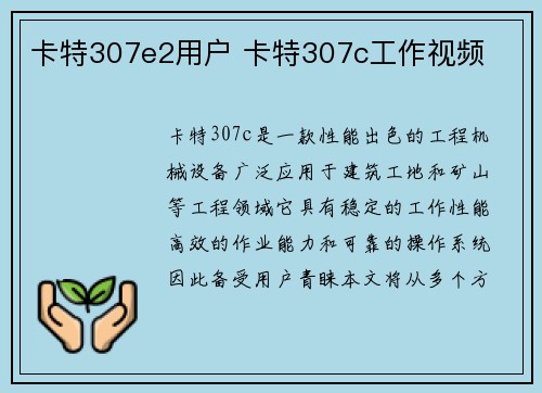 卡特307e2用户 卡特307c工作视频